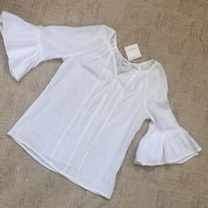 Beachlunchlounge white top style Alesia Size Small 100% cotton NWT